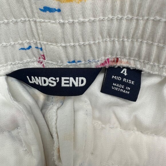 Womens White Shorts Lands End Mid Rise Swim Novelty Summer Pull On Elastic Sz 4 - Picture 4 of 8